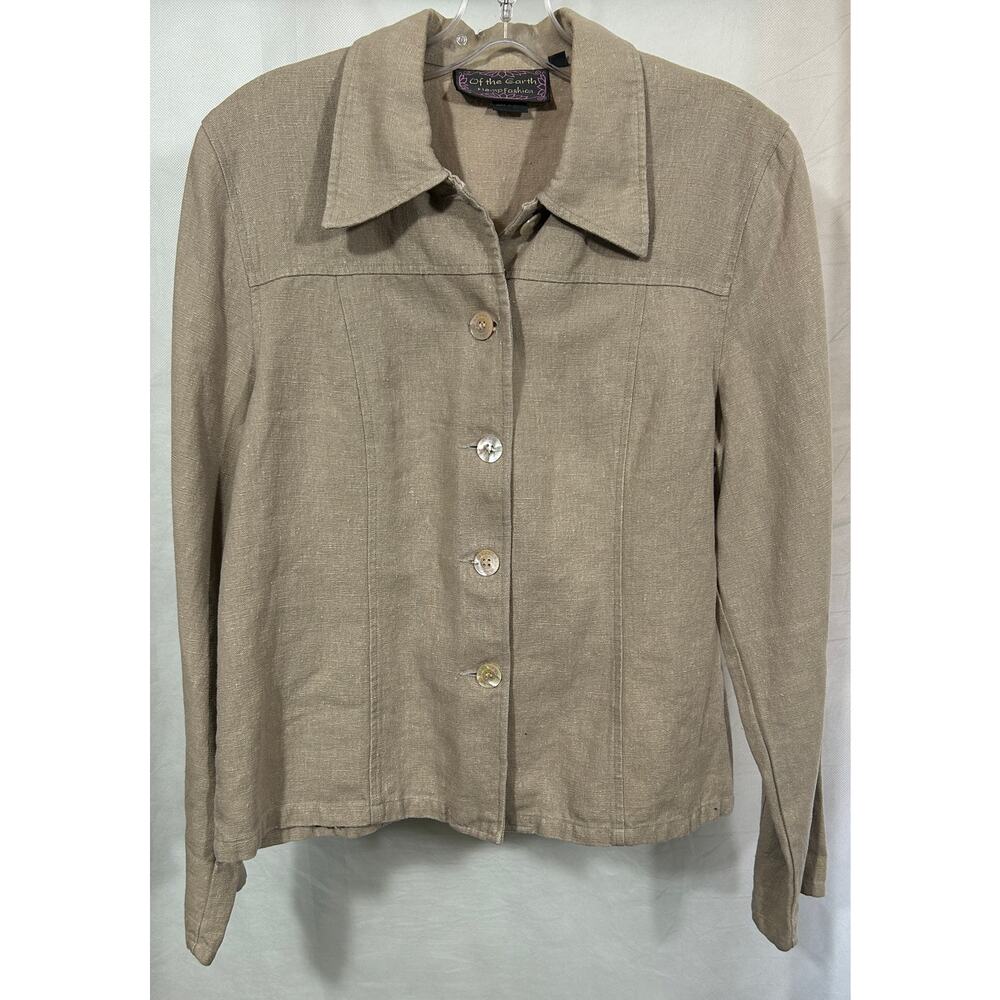 Of the Earth HempFashion 100% Hemp Button Front Jacket Women’s Size M Beige